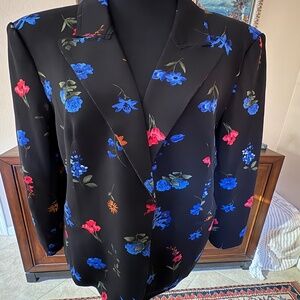 Tahari Black Floral Tailored Blazer | English Garden Print | NWT | Size 12